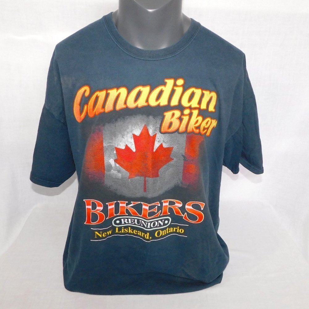 Canadian Bikers Reunion New Liskeard Ontario Graphic T Shirt Motorcycle Mens 2XL
